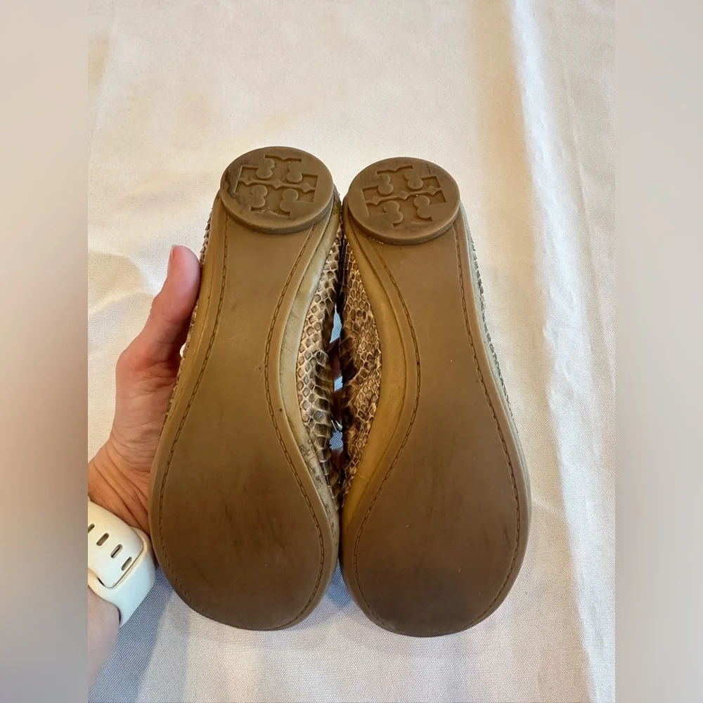 Tory Burch Kids Tan Snake Print Ballet Flats Size 5M K11